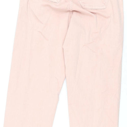 Marks and Spencer Womens Pink Cotton Trousers Size 6 L29.5 in Regular Zip