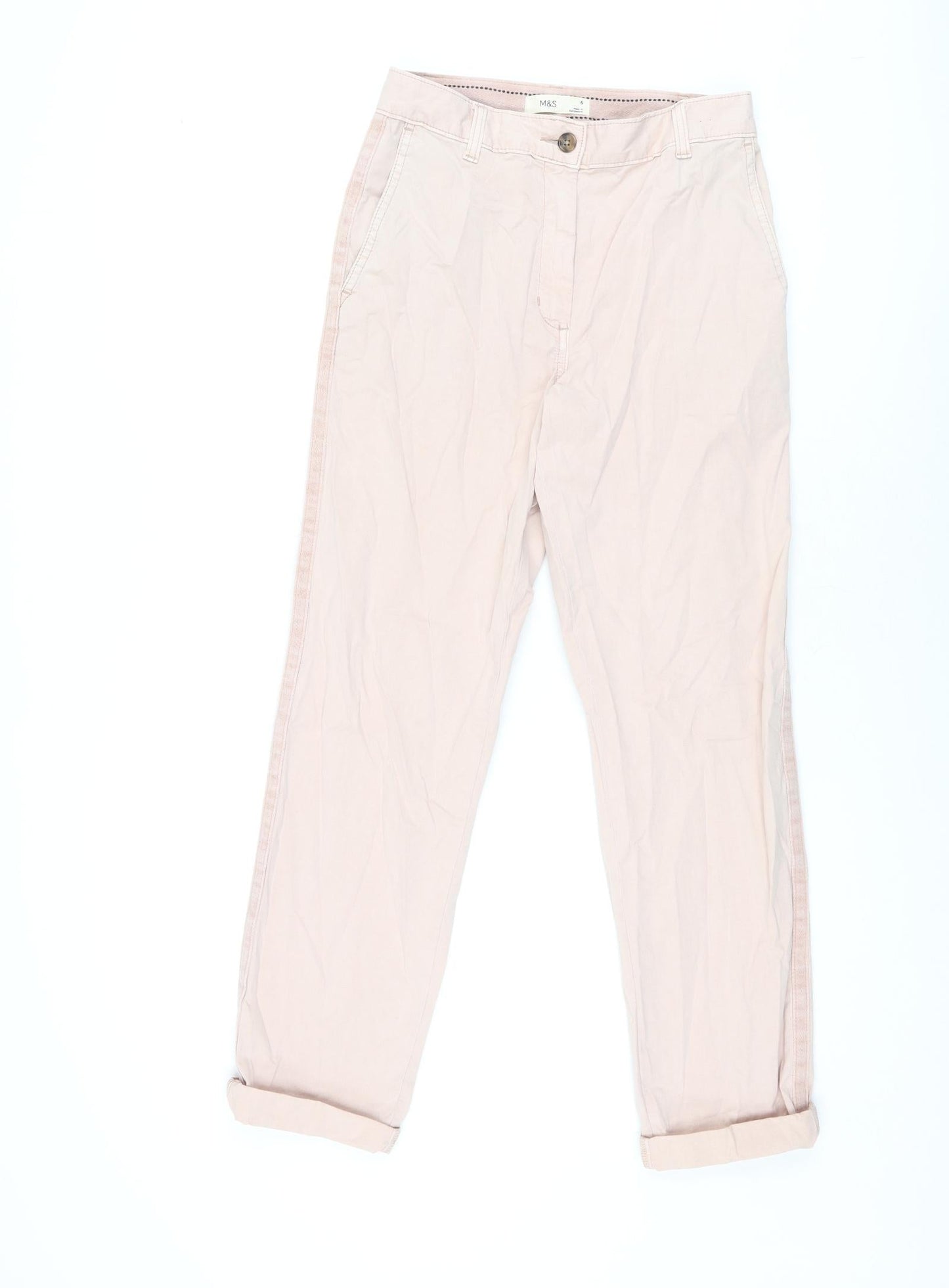 Womens UK Size 6 Marks and Spencer Regular Fit Chino Pink Trousers