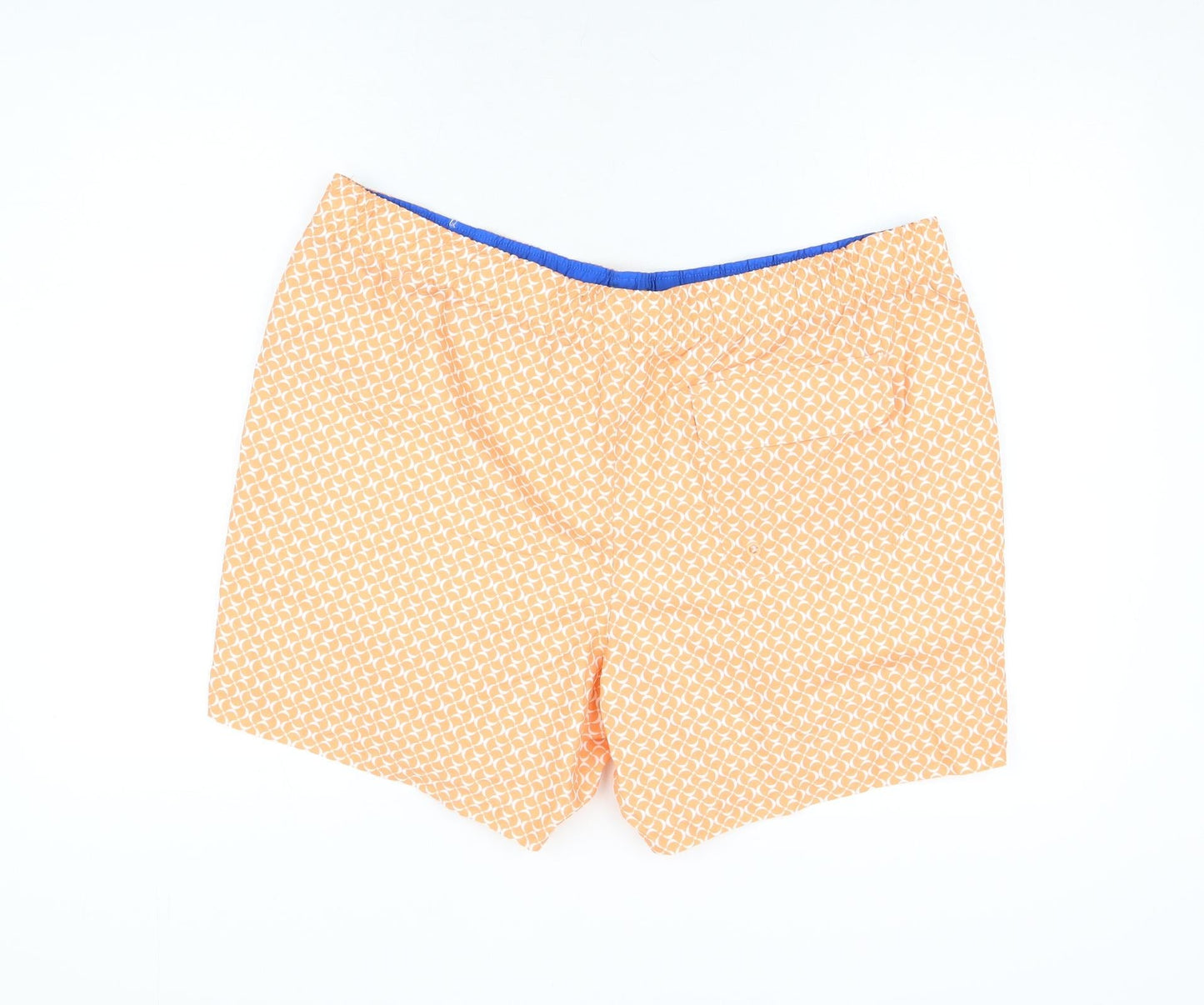 Marks and Spencer Mens Orange Geometric Polyester Bermuda Shorts Size 2XL Regular Drawstring - Swim Shorts