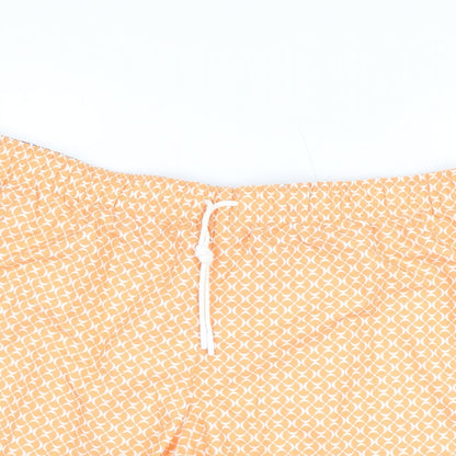 Marks and Spencer Mens Orange Geometric Polyester Bermuda Shorts Size 2XL Regular Drawstring - Swim Shorts