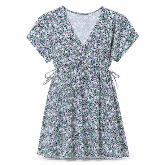 Marks and Spencer Womens Multicoloured Floral Viscose Skater Dress Size 10 V-Neck Pullover