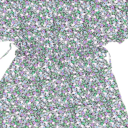 Marks and Spencer Womens Multicoloured Floral Viscose Skater Dress Size 10 V-Neck Pullover