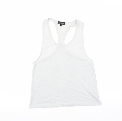 Womens UK Size 10 Topshop Silver Basic Tank