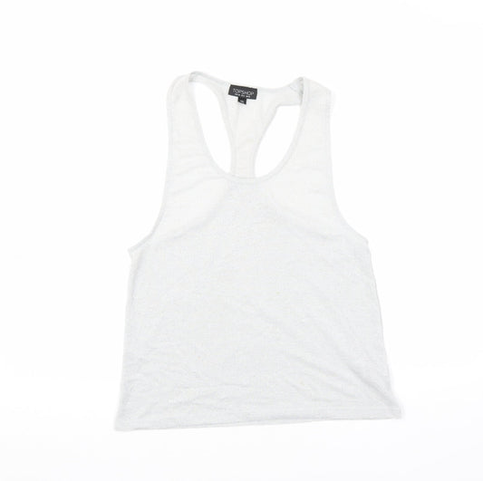 Womens UK Size 10 Topshop Silver Basic Tank