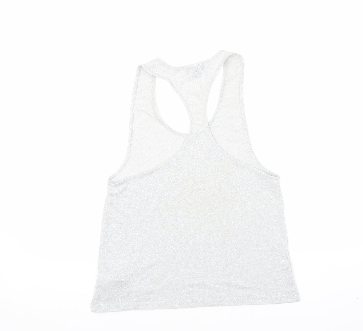 Womens UK Size 10 Topshop Silver Basic Tank