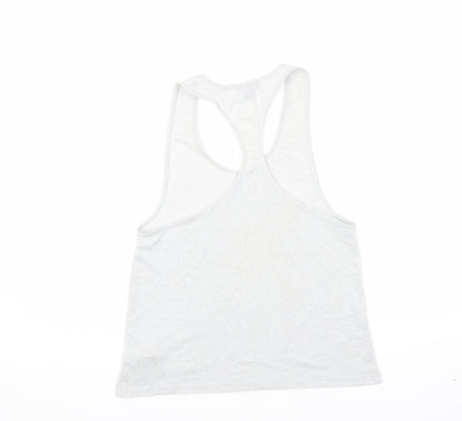 Womens UK Size 10 Topshop Silver Basic Tank