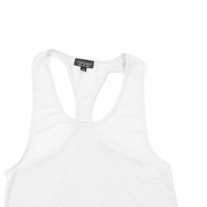 Womens UK Size 10 Topshop Silver Basic Tank
