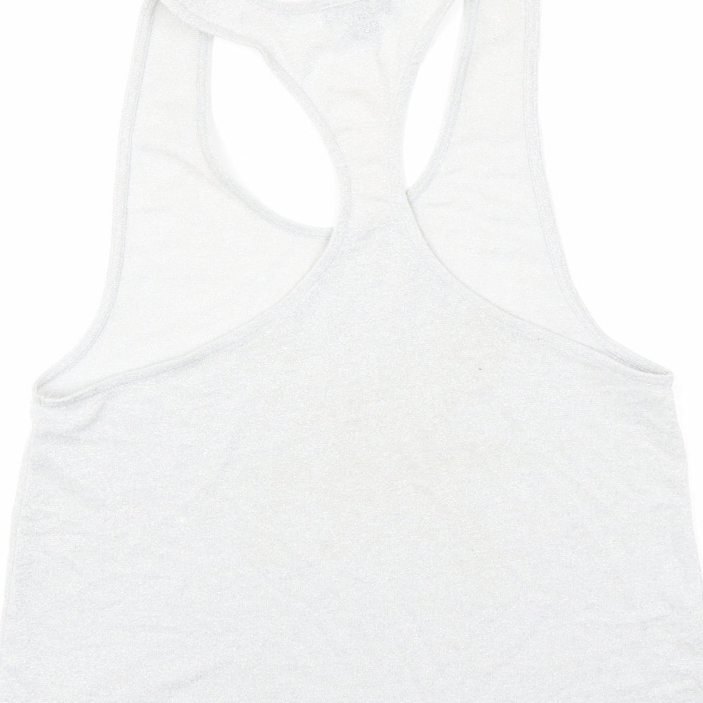 Womens UK Size 10 Topshop Silver Basic Tank