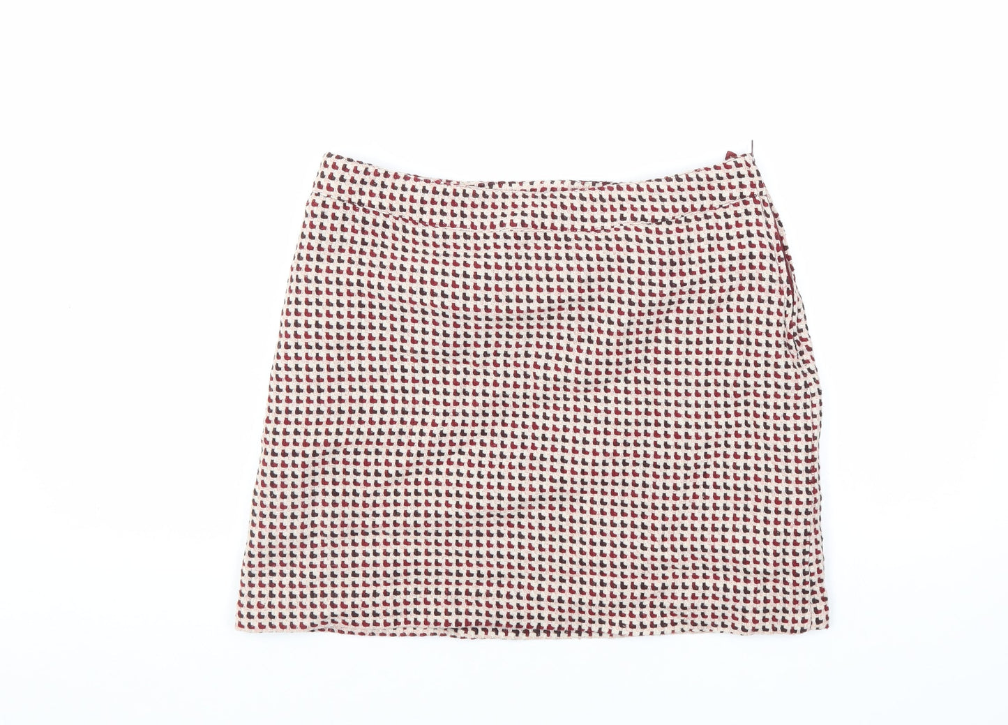 H&M Womens Red Acrylic A-Line Skirt Size 10 Zip