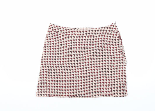 H&M Womens Red Acrylic A-Line Skirt Size 10 Zip