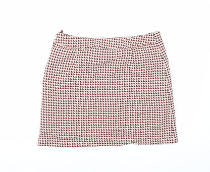 H&M Womens Red Acrylic A-Line Skirt Size 10 Zip