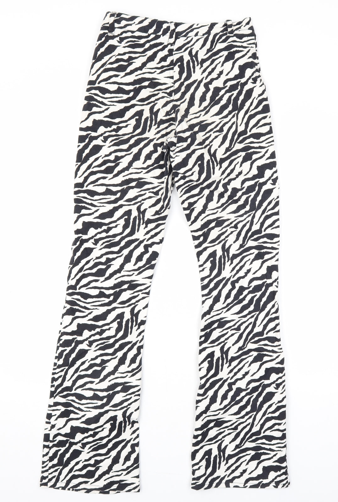 Motel Womens White Animal Print Cotton Bootcut Jeans Size XS L31 in Regular Zip - Zebra Print