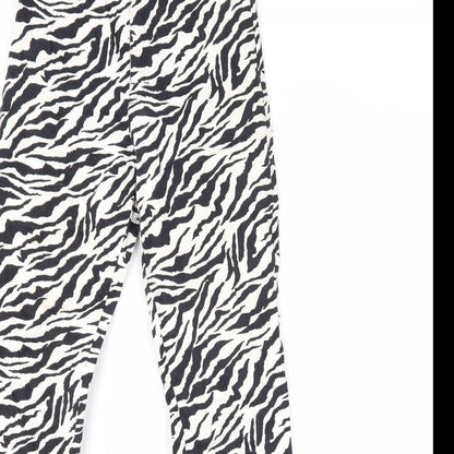 Motel Womens White Animal Print Cotton Bootcut Jeans Size XS L31 in Regular Zip - Zebra Print