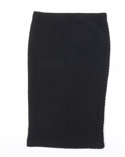 Select Womens Black Chevron Polyester A-Line Skirt Size 8 Regular Pull On