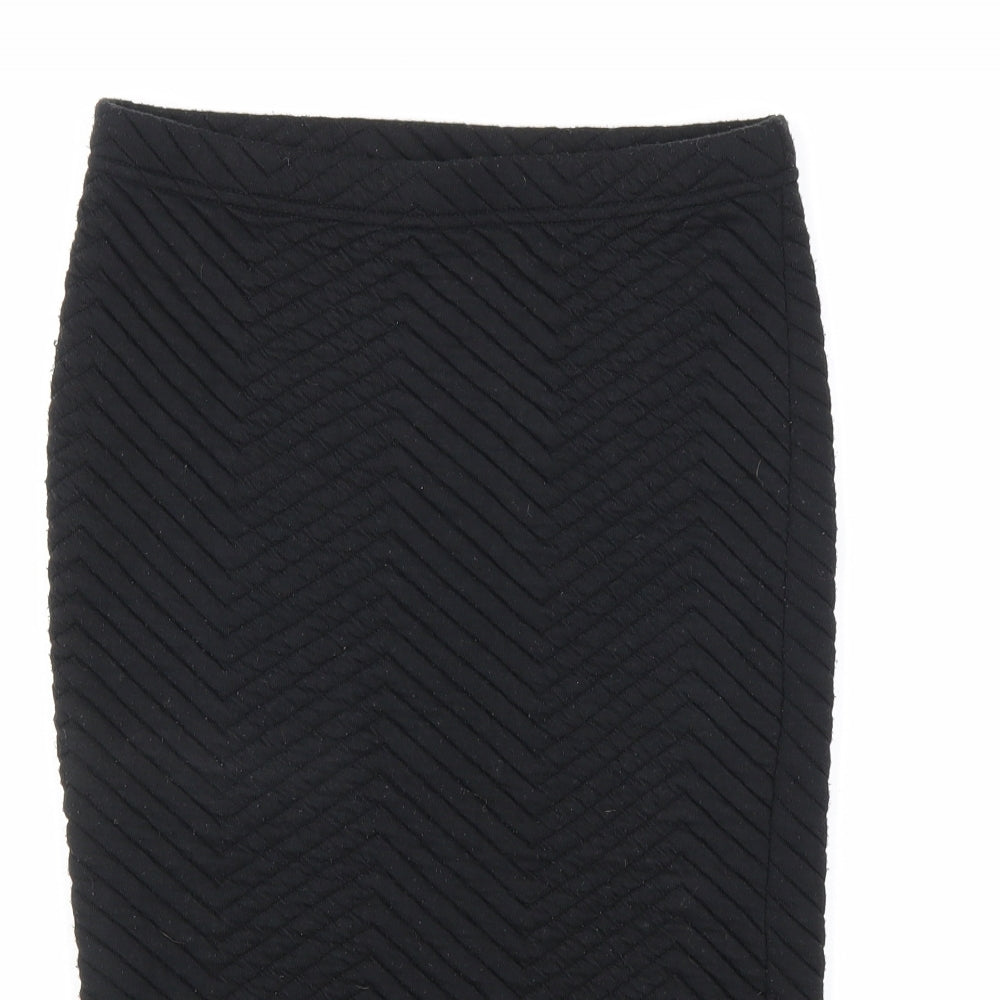 Select Womens Black Chevron Polyester A-Line Skirt Size 8 Regular Pull On