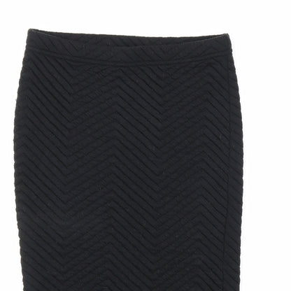 Select Womens Black Chevron Polyester A-Line Skirt Size 8 Regular Pull On