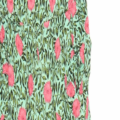 FOREVER 21 Womens Green Floral Viscose Jumpsuit One-Piece Size XS L25 in Button