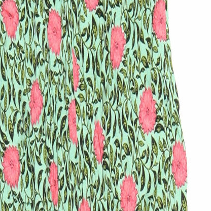 FOREVER 21 Womens Green Floral Viscose Jumpsuit One-Piece Size XS L25 in Button