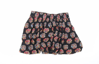 Johnnie B Girls Black Geometric Cotton A-Line Skirt Size 13-14 Years Regular Pull On