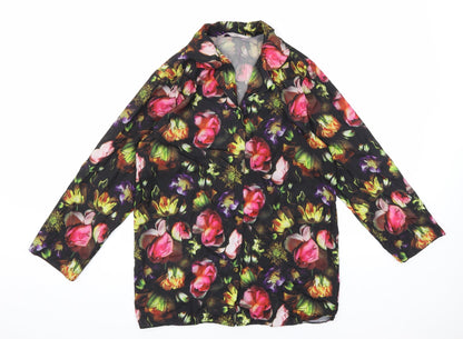 Indigo Sky Womens Multicoloured Floral Polyester Basic Button-Up Size 8 Collared