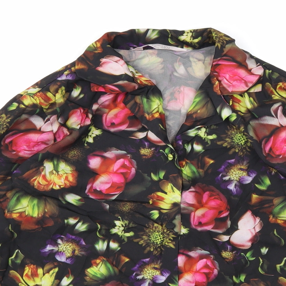 Indigo Sky Womens Multicoloured Floral Polyester Basic Button-Up Size 8 Collared