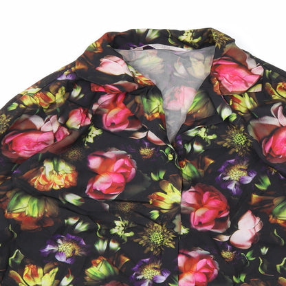 Indigo Sky Womens Multicoloured Floral Polyester Basic Button-Up Size 8 Collared