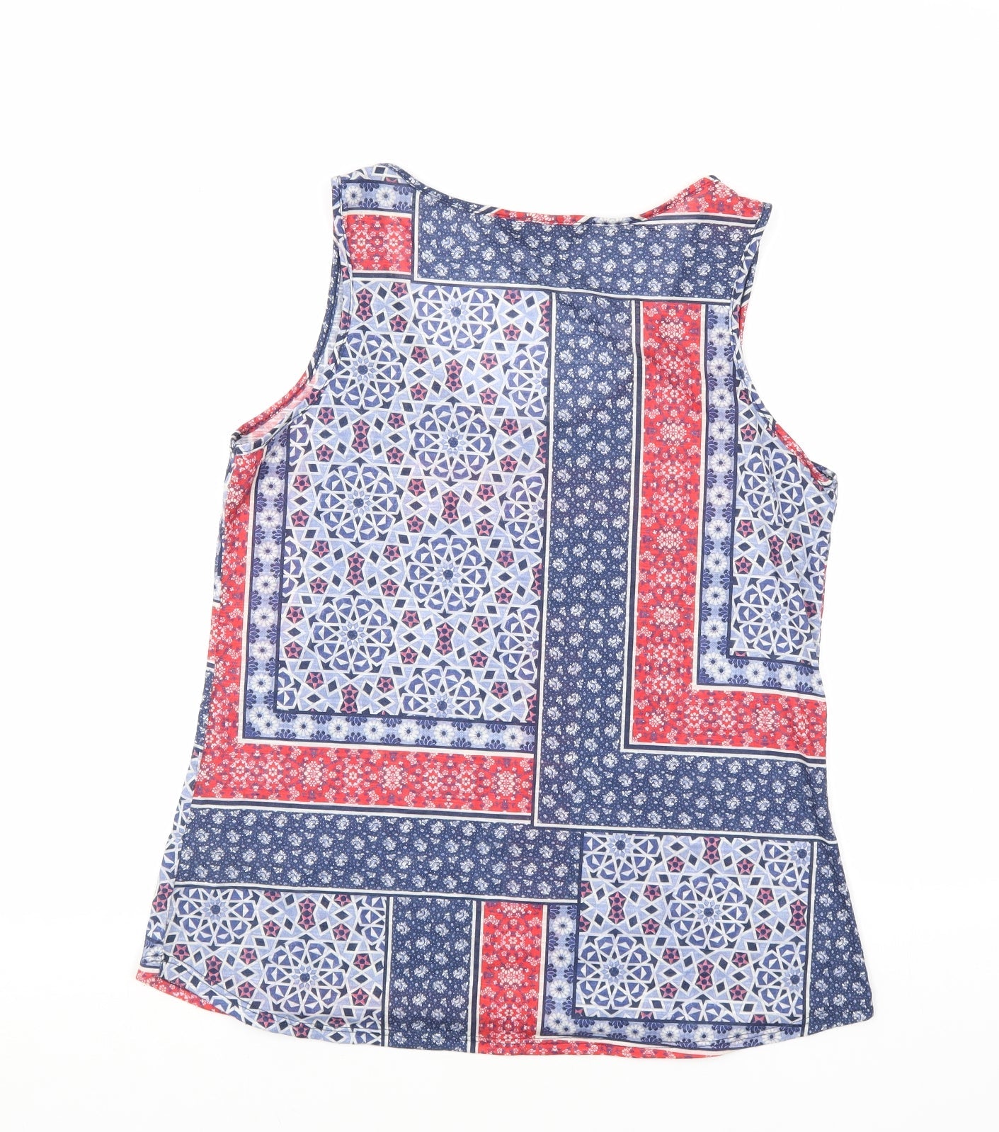 Dorothy Perkins Womens Blue Floral Polyester Basic Tank Size 14 Scoop Neck