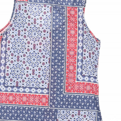 Dorothy Perkins Womens Blue Floral Polyester Basic Tank Size 14 Scoop Neck