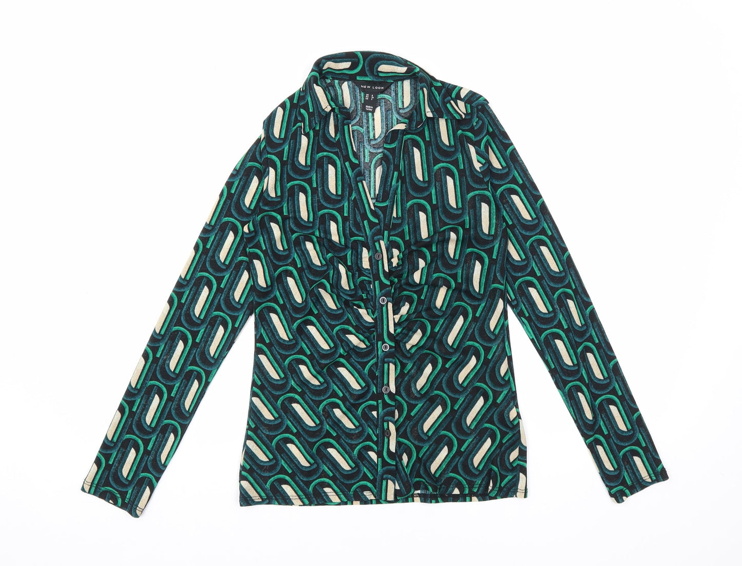 Womens UK Size 6 New Look Green Basic Button-Up