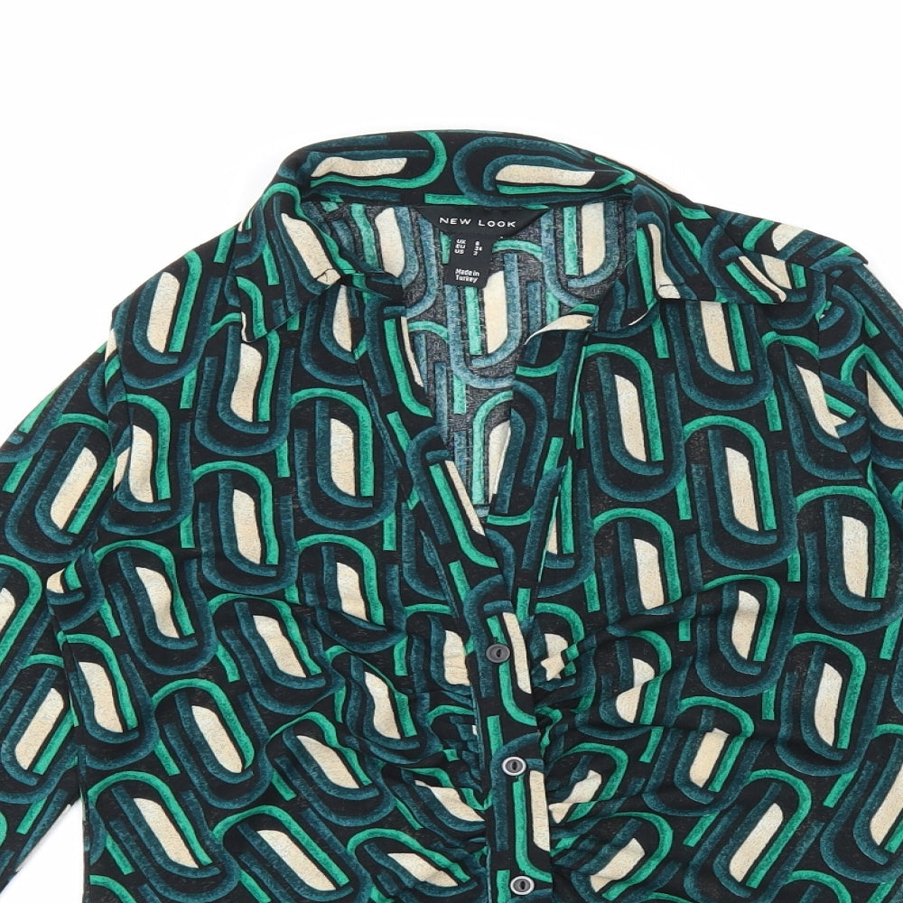 Womens UK Size 6 New Look Green Basic Button-Up