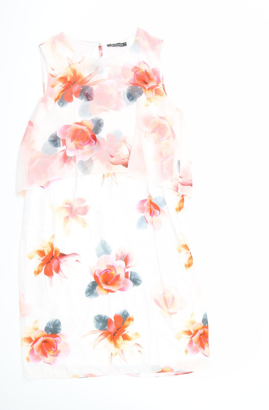 Bonmarché Womens Multicoloured Floral Polyester A-Line Size 16 Round Neck Zip