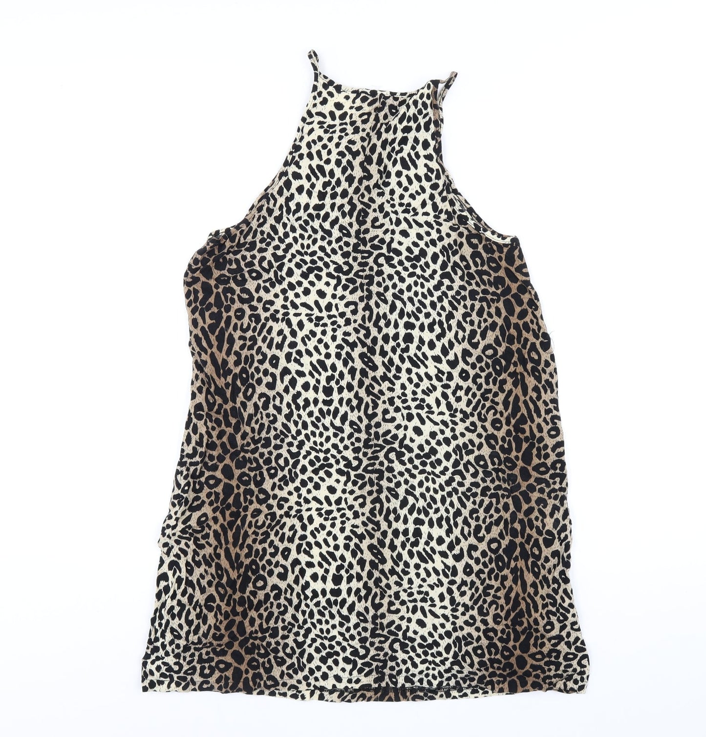 Supre Womens Brown Animal Print Viscose Trapeze & Swing Size S Round Neck Pullover