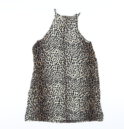Supre Womens Brown Animal Print Viscose Trapeze & Swing Size S Round Neck Pullover