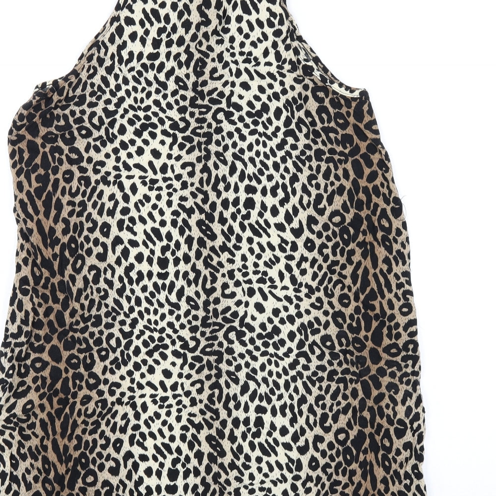 Supre Womens Brown Animal Print Viscose Trapeze & Swing Size S Round Neck Pullover