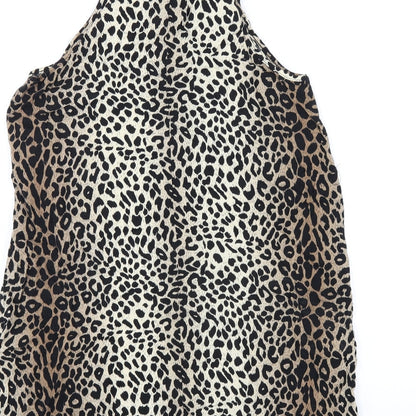 Supre Womens Brown Animal Print Viscose Trapeze & Swing Size S Round Neck Pullover