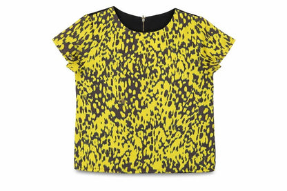 Womens UK Size 8 Hearts & Bows Yellow Basic T-Shirt