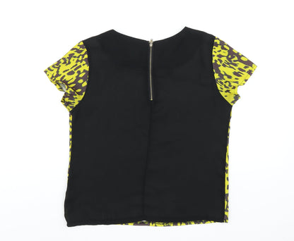 Womens UK Size 8 Hearts & Bows Yellow Basic T-Shirt