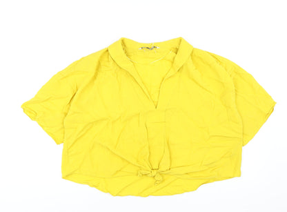 Womens UK Size M Zara Yellow Basic T-Shirt