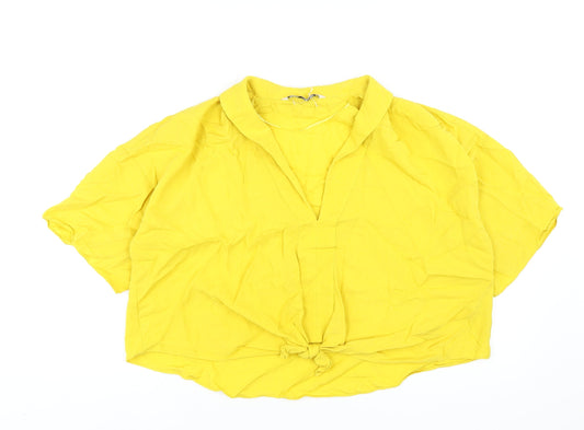 Womens UK Size M Zara Yellow Basic T-Shirt