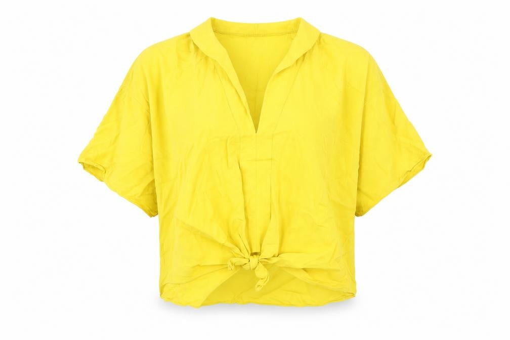 Womens UK Size M Zara Yellow Basic T-Shirt