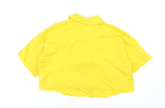 Womens UK Size M Zara Yellow Basic T-Shirt