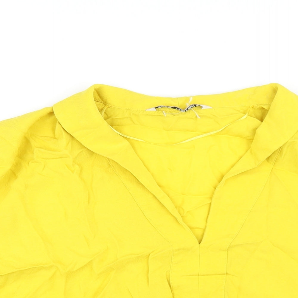 Womens UK Size M Zara Yellow Basic T-Shirt