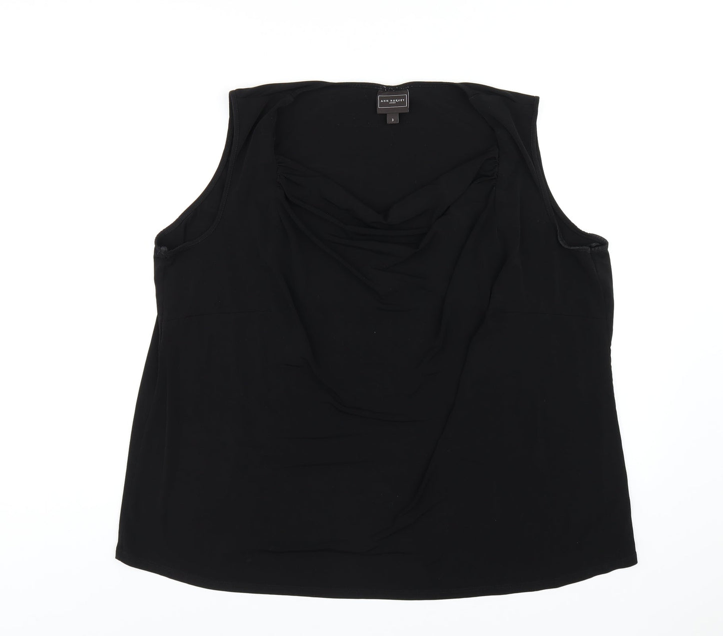Ann Harvey Womens Black Polyester Basic Tank Size M Cowl Neck