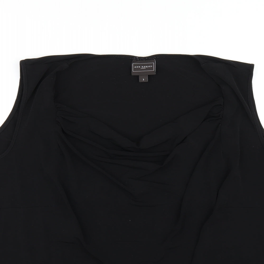Ann Harvey Womens Black Polyester Basic Tank Size M Cowl Neck