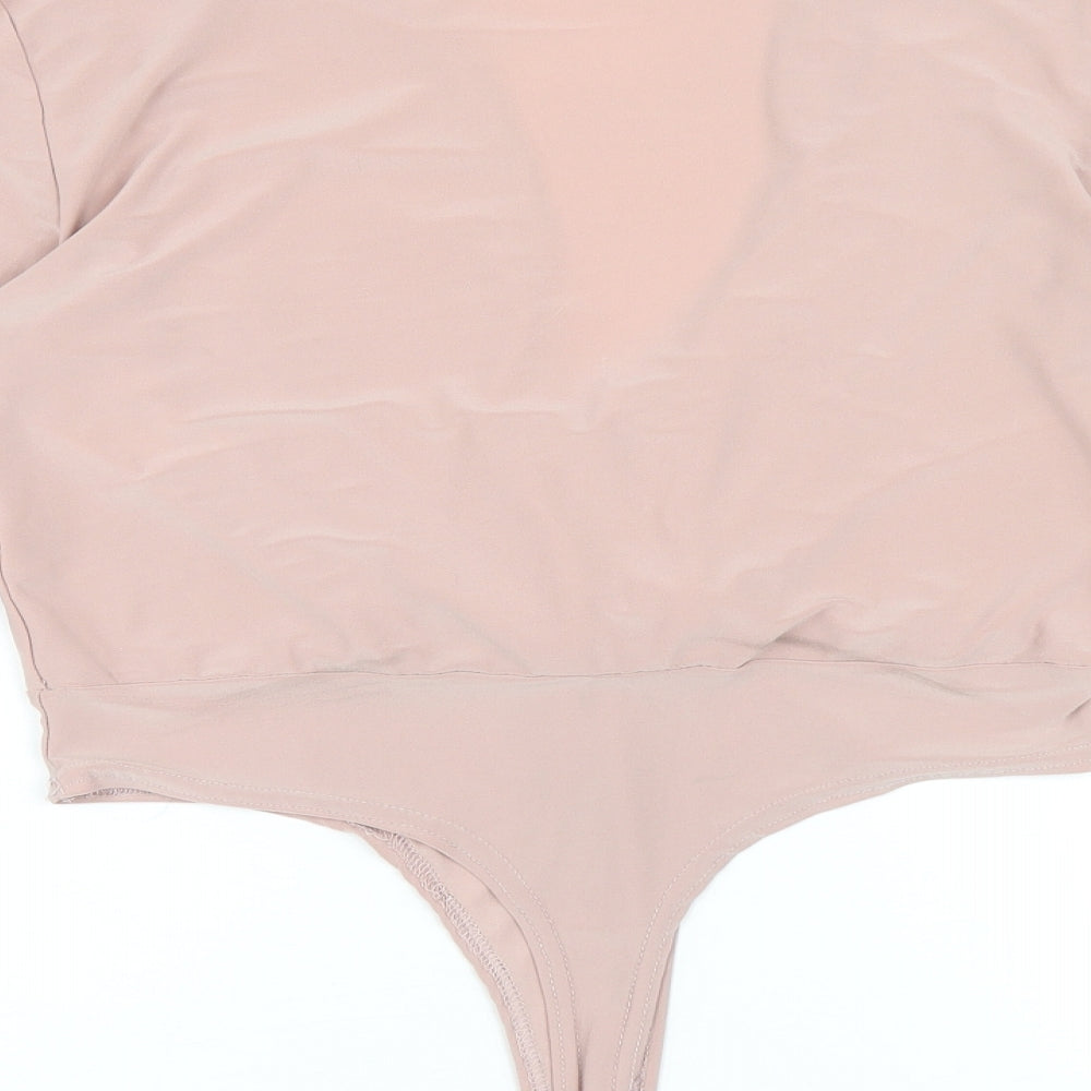 Boohoo Womens Pink Polyester Bodysuit One-Piece Size 14 Pullover