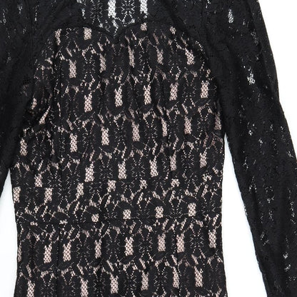 Dorothy Perkins Womens Black Polyester Pencil Dress Size 14 Round Neck Zip