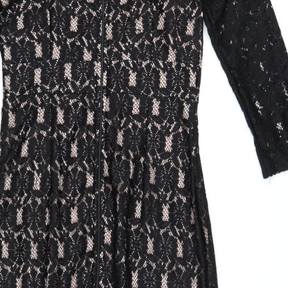 Dorothy Perkins Womens Black Polyester Pencil Dress Size 14 Round Neck Zip