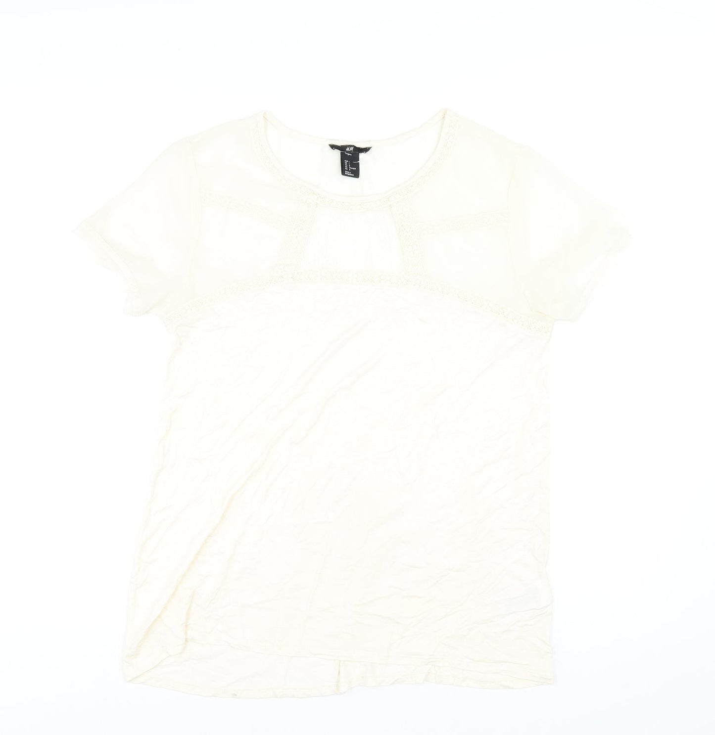 Womens UK Size L H&M Ivory Basic T-Shirt