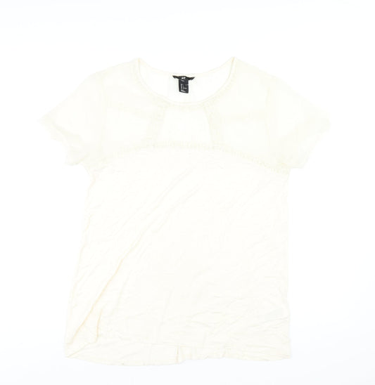 Womens UK Size L H&M Ivory Basic T-Shirt