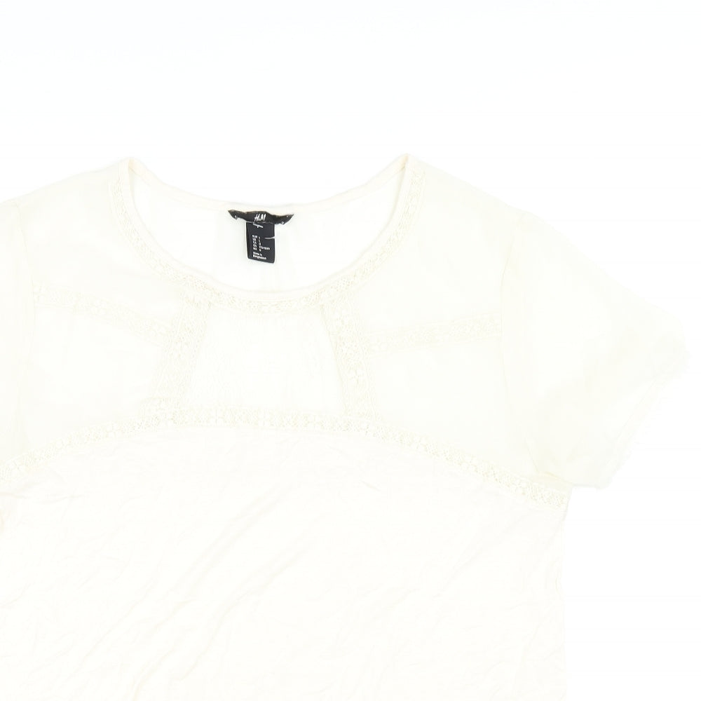 Womens UK Size L H&M Ivory Basic T-Shirt